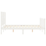 Bed Frame without Mattress White Small Double Solid Wood Pine