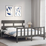 Bed Frame without Mattress Grey King Size Solid Wood Pine