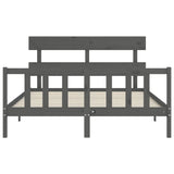 Bed Frame without Mattress Grey King Size Solid Wood Pine