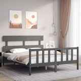 Bed Frame without Mattress Grey King Size Solid Wood Pine