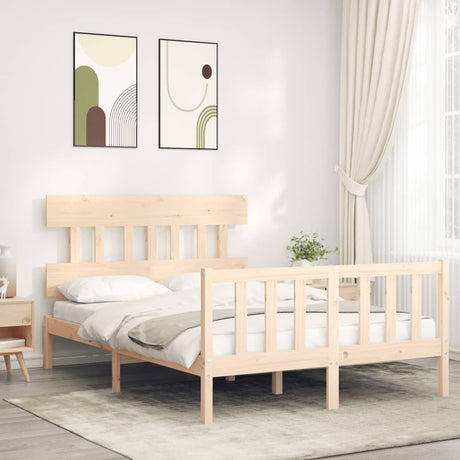 Bed Frame Without Mattress Double Solid Wood Pine