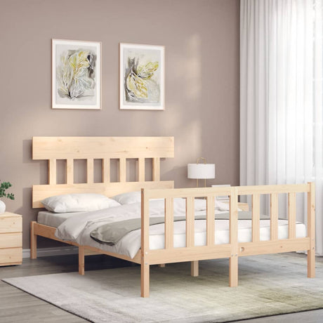 Bed Frame Without Mattress Double Solid Wood Pine