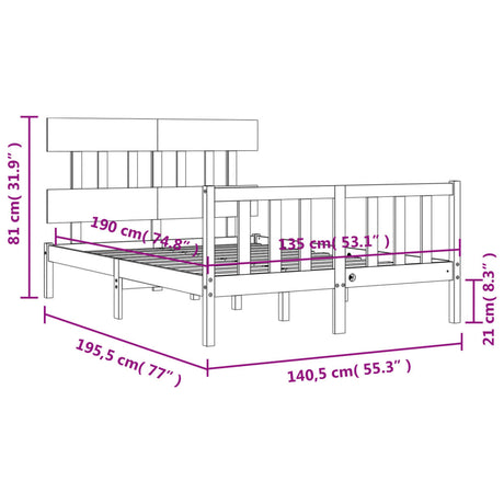 Bed Frame Without Mattress Double Solid Wood Pine