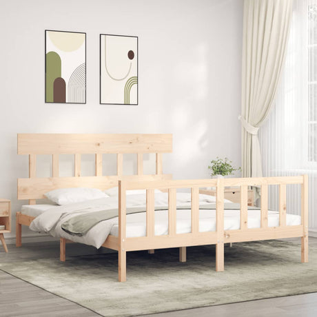 Bed Frame Without Mattress Double Solid Wood Pine