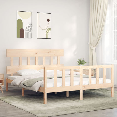 Bed Frame Without Mattress Double Solid Wood Pine