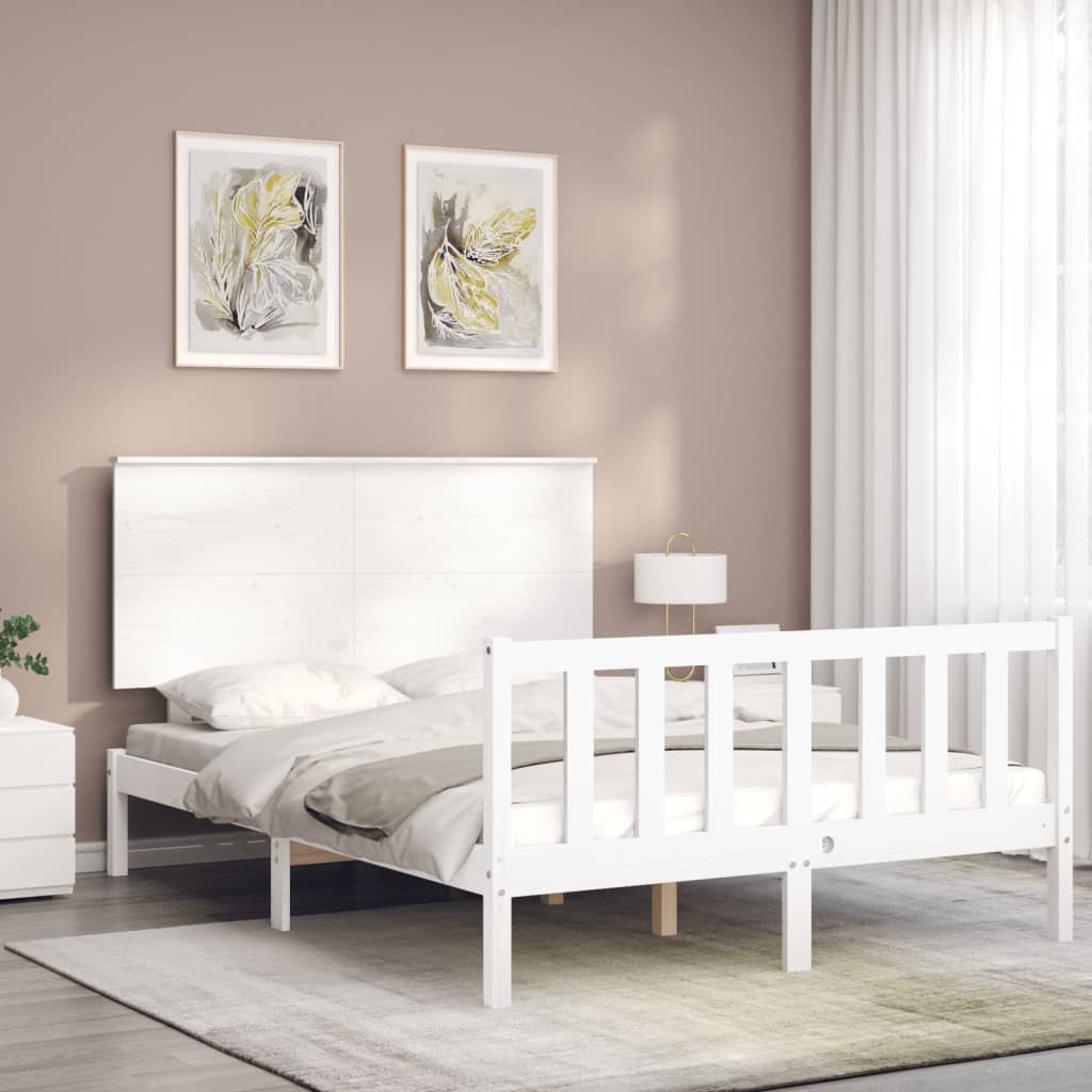 Bed Frame without Mattress White 120x200 cm Solid Wood Pine