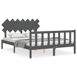 Bed Frame without Mattress Grey King Size Solid Wood Pine