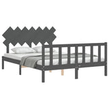 Bed Frame without Mattress Grey King Size Solid Wood Pine