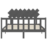 Bed Frame without Mattress Grey King Size Solid Wood Pine