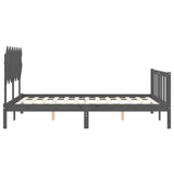 Bed Frame without Mattress Grey King Size Solid Wood Pine