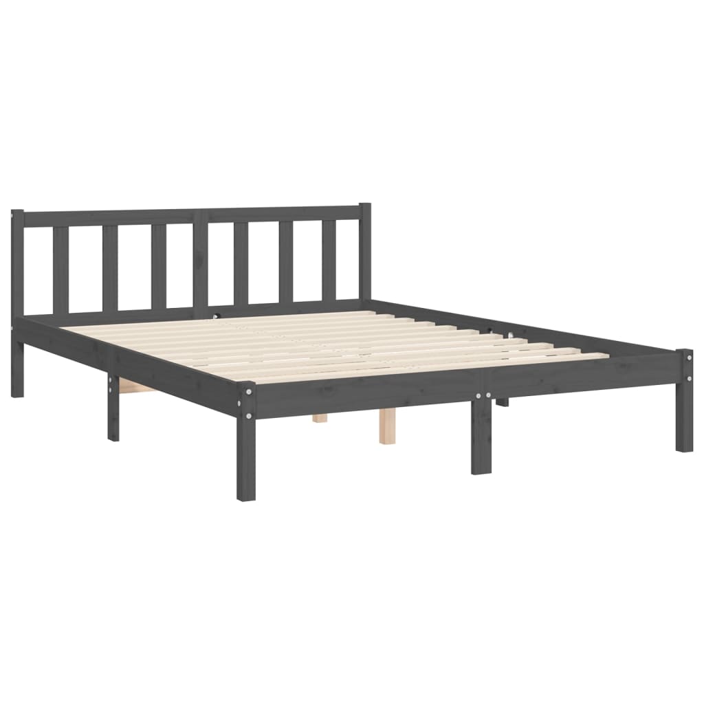 Bed Frame without Mattress Grey King Size Solid Wood Pine