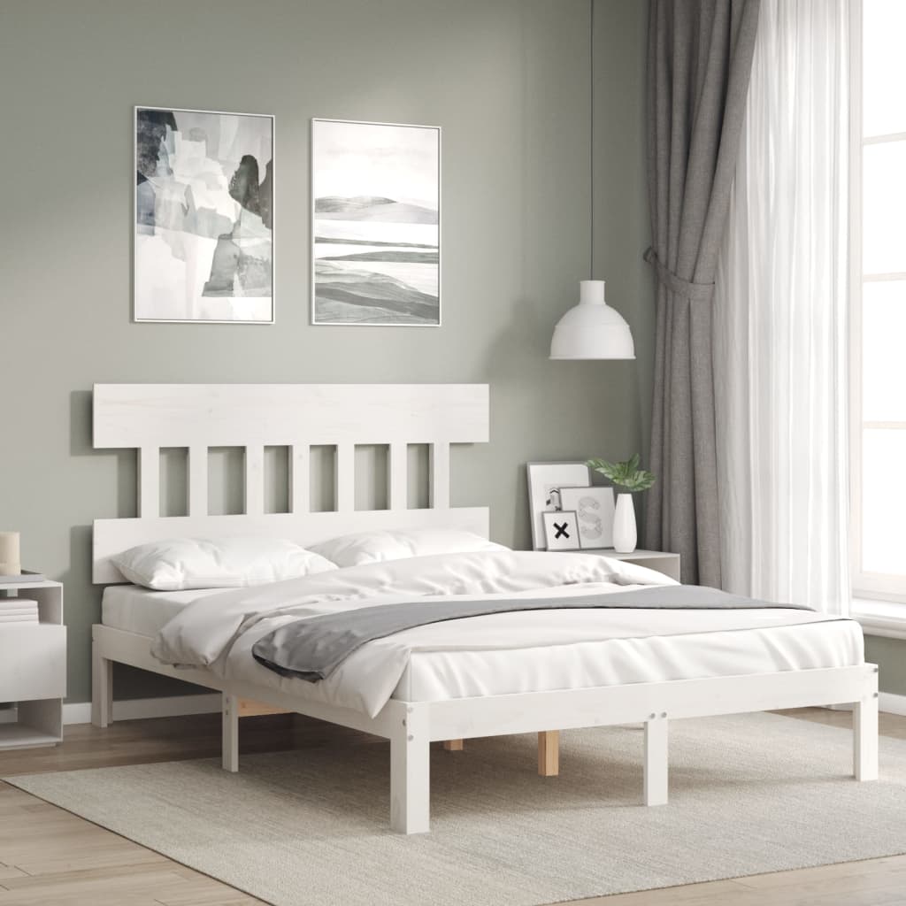 Bed Frame without Mattress White 120x200 cm Solid Wood Pine