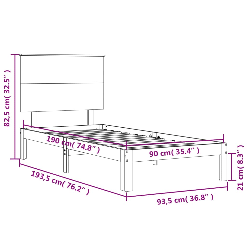 Bed Frame Without Mattress Single Solid Wood Pine