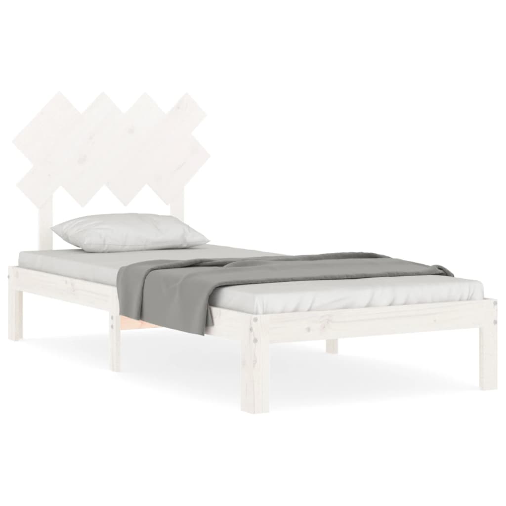 Bed Frame without Mattress White Single Solid Wood Pine