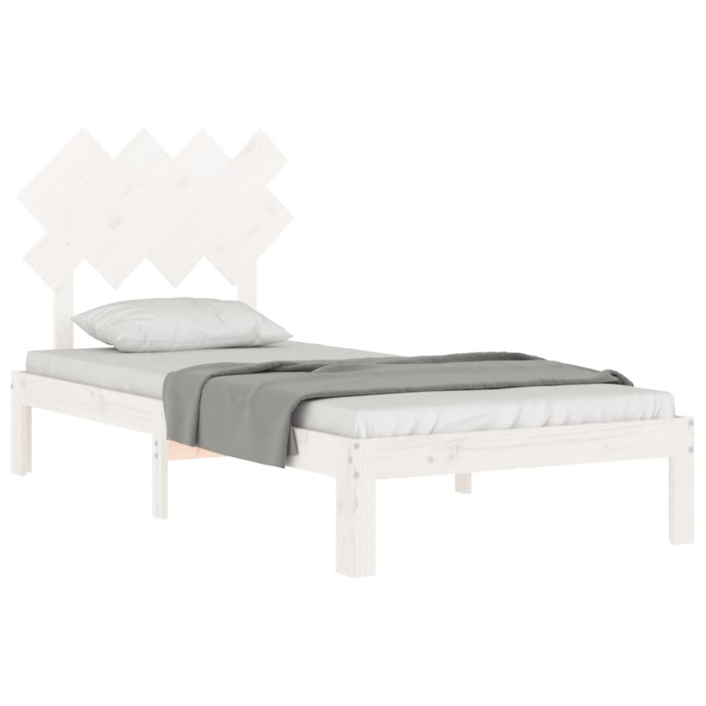 Bed Frame without Mattress White Single Solid Wood Pine