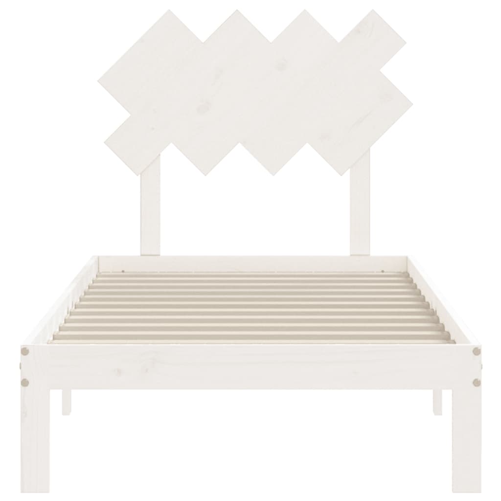Bed Frame without Mattress White Single Solid Wood Pine