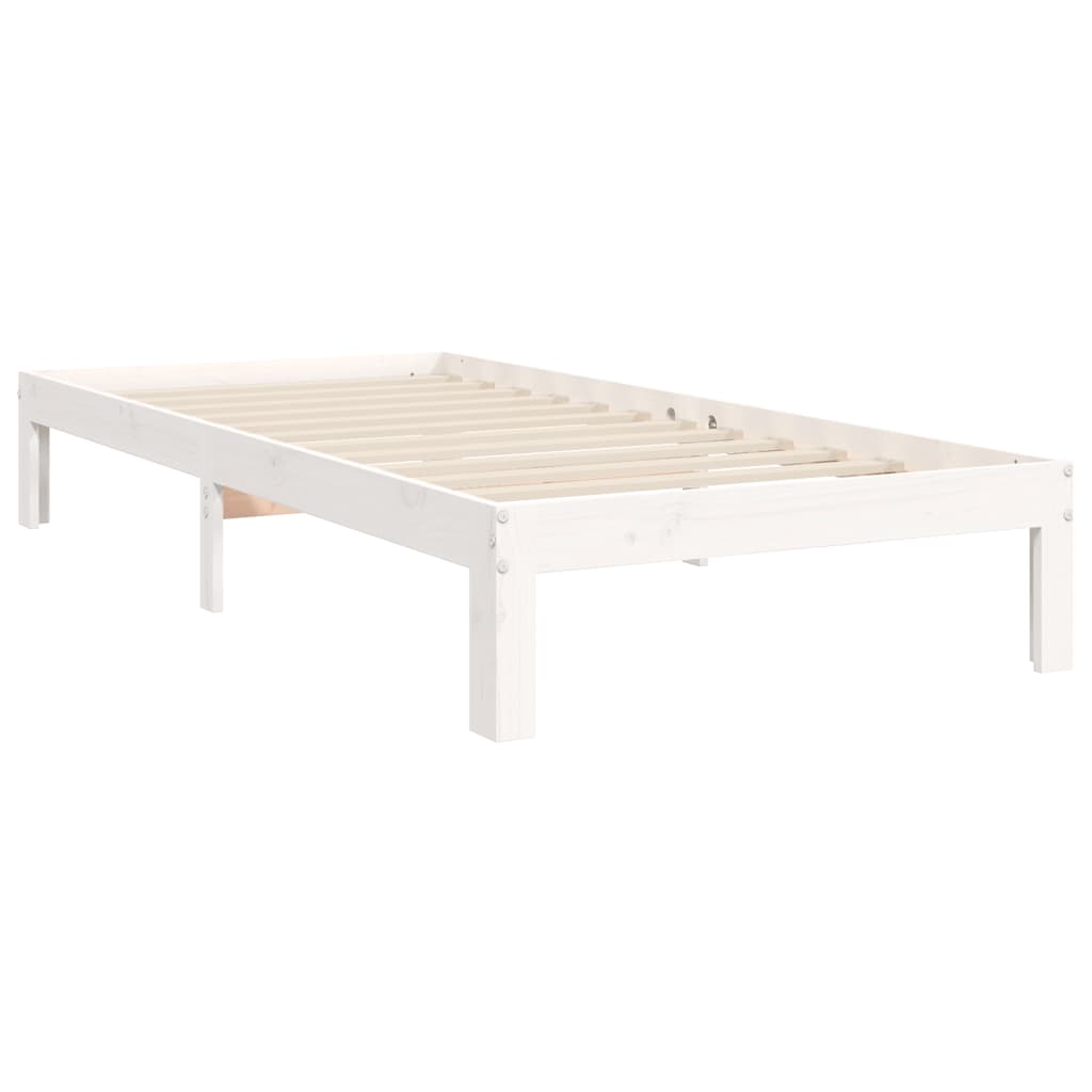 Bed Frame without Mattress White Single Solid Wood Pine