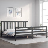 Bed Frame without Mattress Grey 200x200 cm Solid Wood Pine