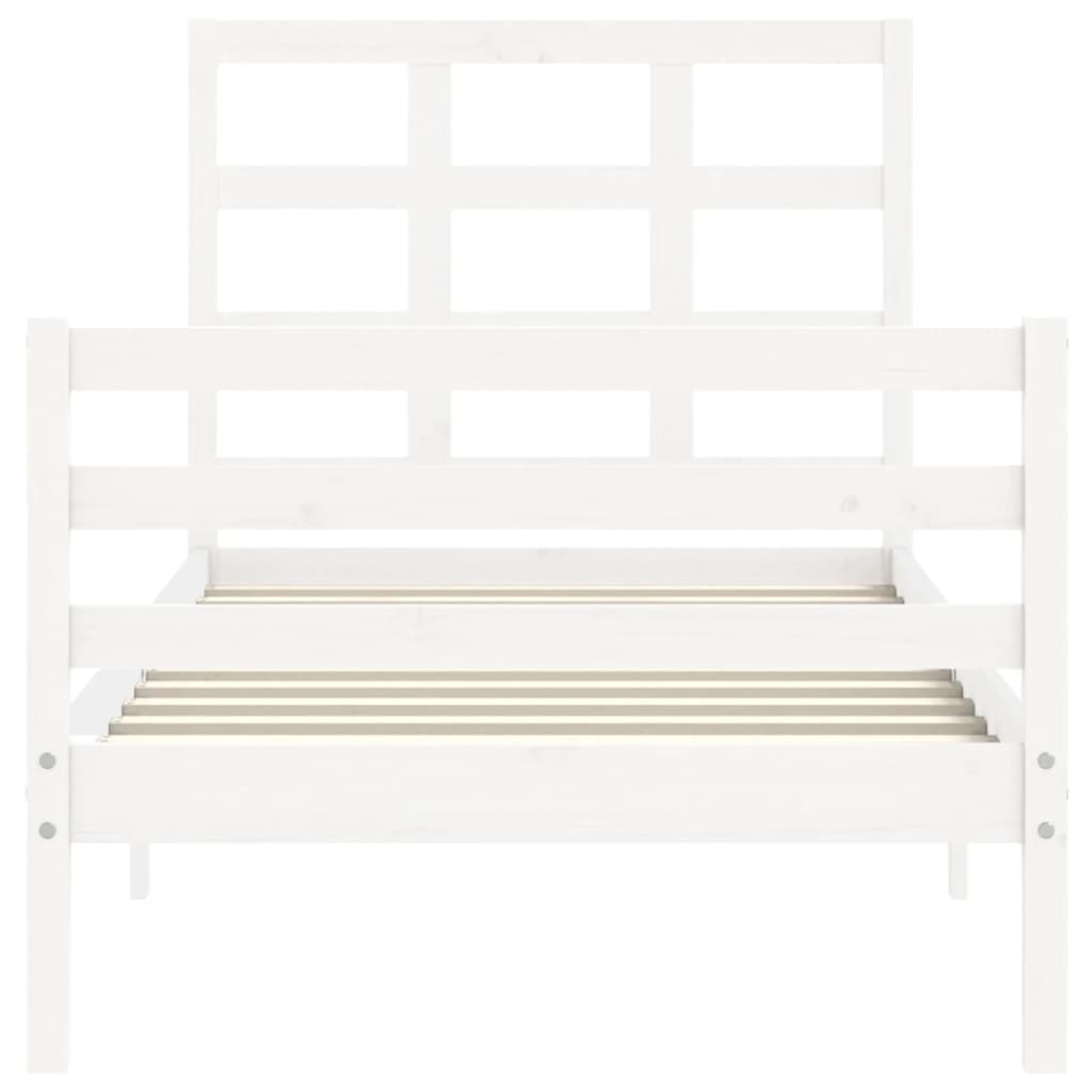 Bed Frame without Mattress White Single Solid Wood