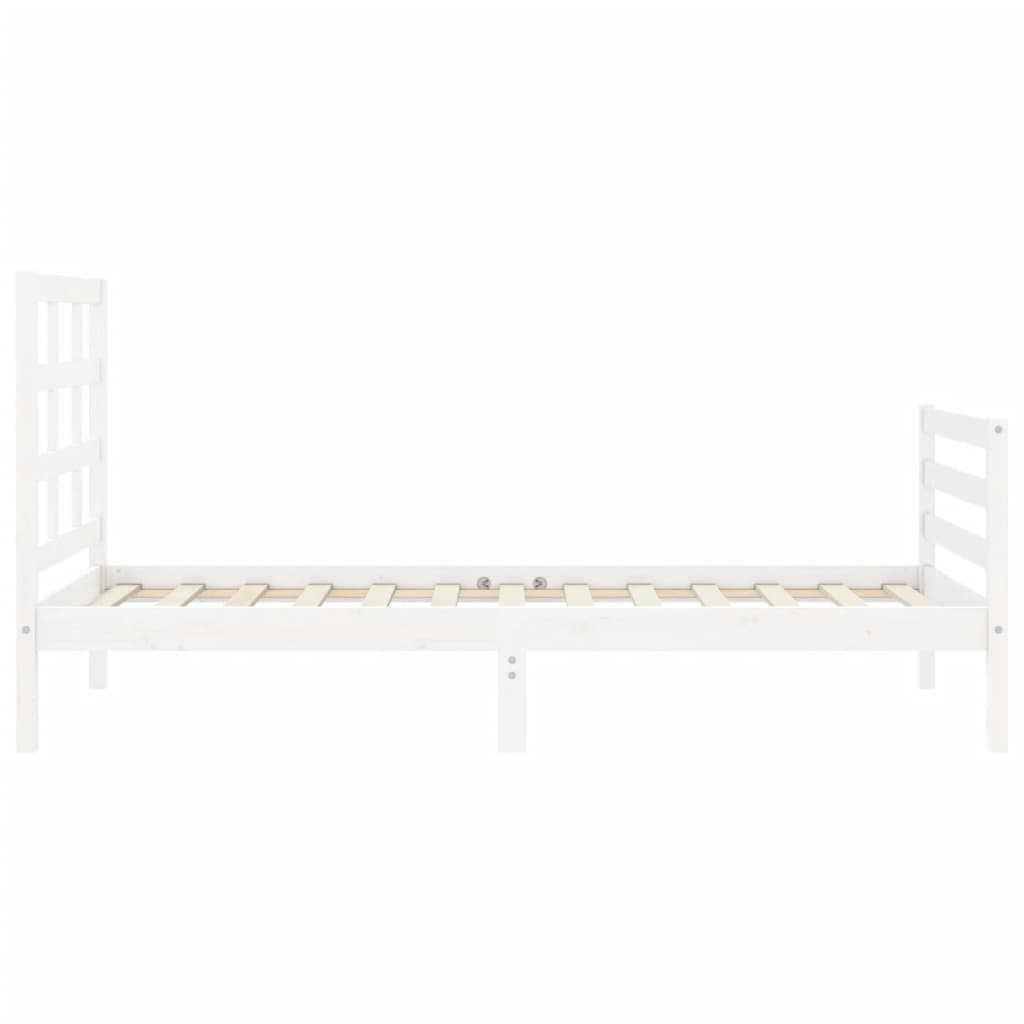 Bed Frame without Mattress White Single Solid Wood