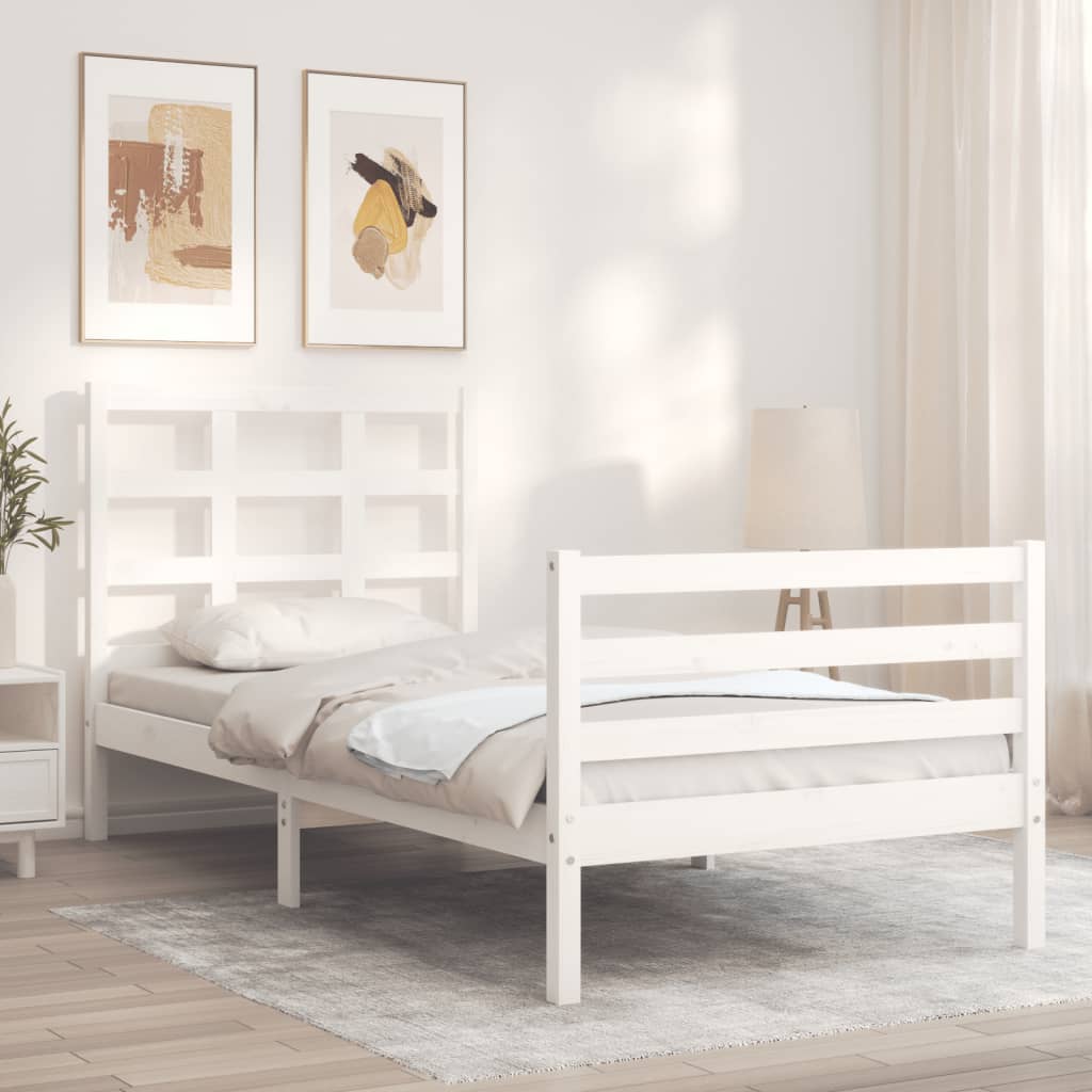 Bed Frame without Mattress White 100x200 cm Solid Wood