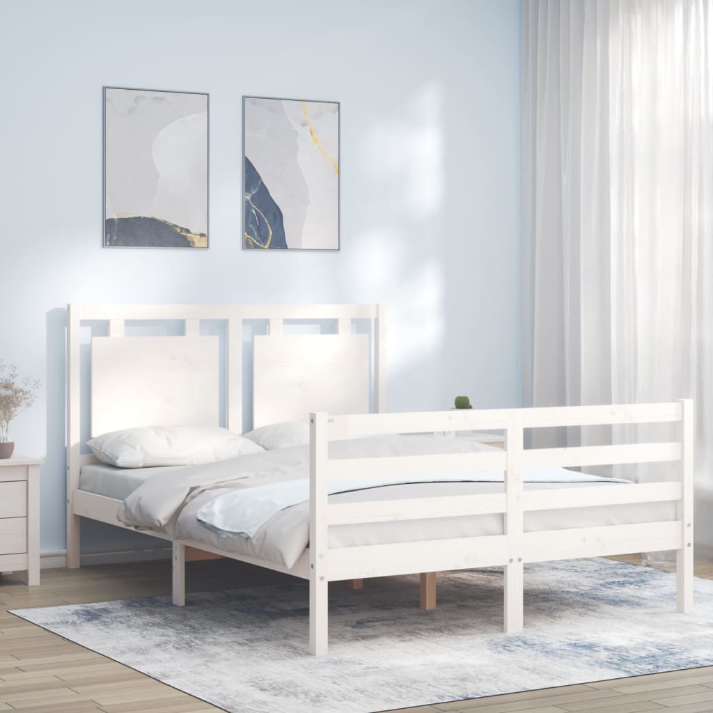 Bed Frame without Mattress White 140x190 cm Solid Wood
