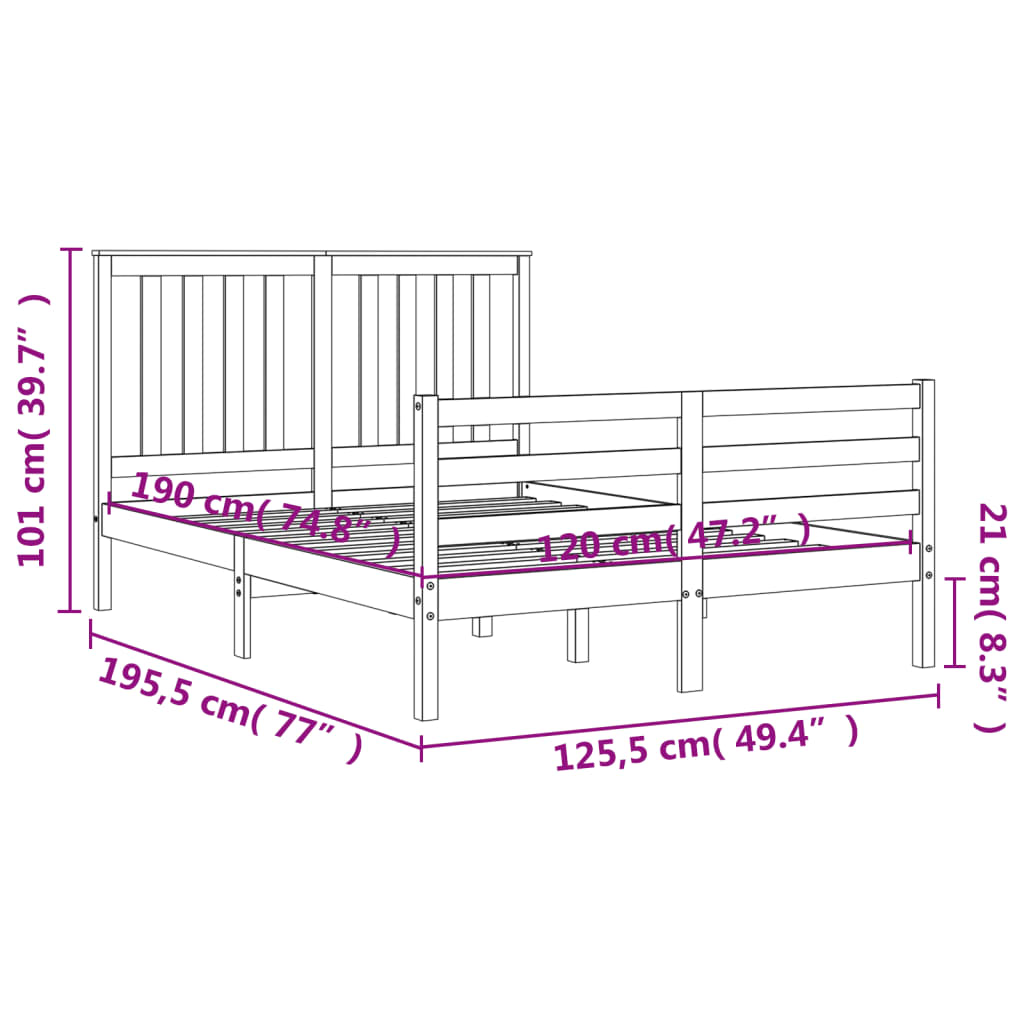 Bed Frame Without Mattress Small Double Solid Wood