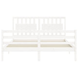 Bed Frame without Mattress White King Size Solid Wood