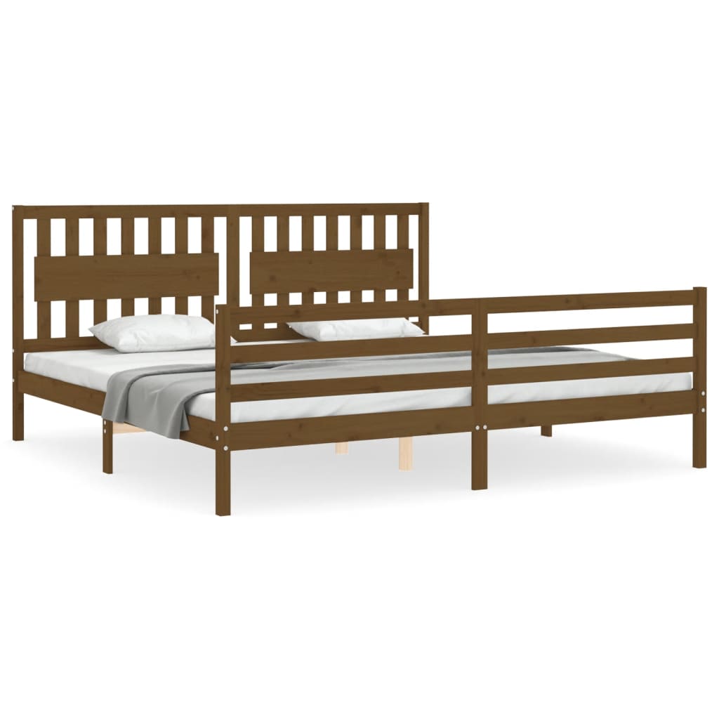 Bed Frame without Mattress Honey Brown 200x200 cm Solid Wood