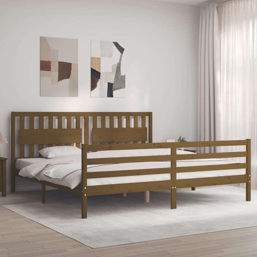 Bed Frame without Mattress Honey Brown 200x200 cm Solid Wood