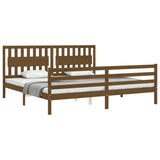 Bed Frame without Mattress Honey Brown 200x200 cm Solid Wood