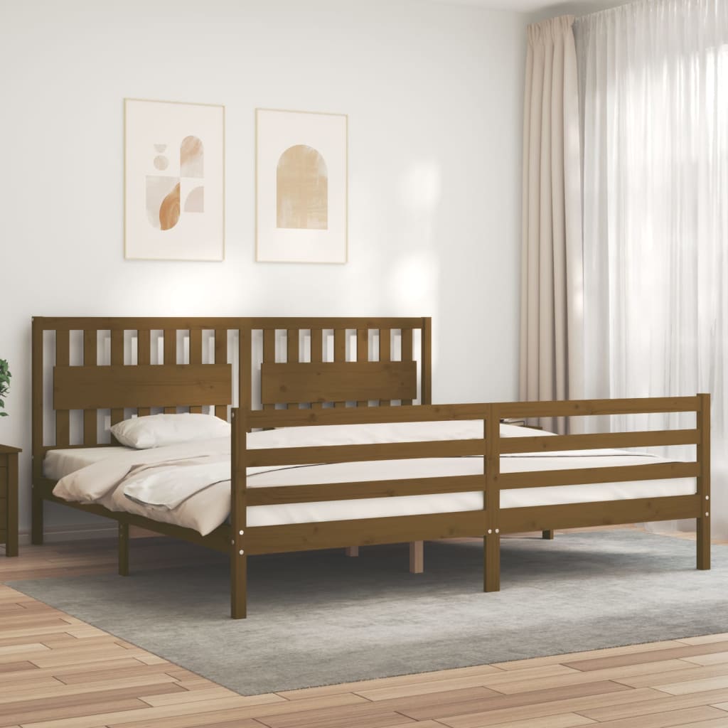 Bed Frame without Mattress Honey Brown 200x200 cm Solid Wood