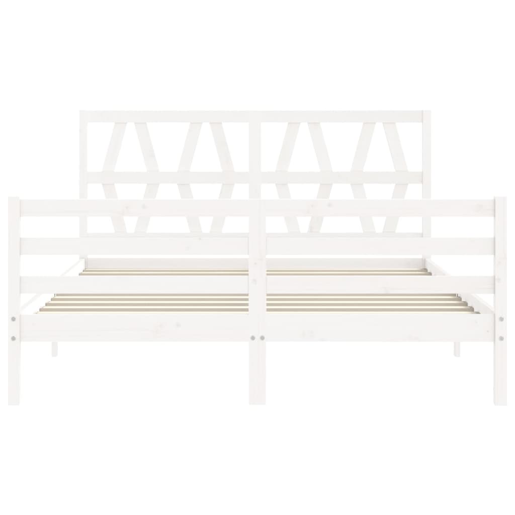 Bed Frame without Mattress White King Size Solid Wood