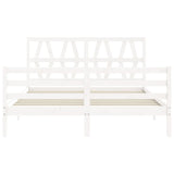 Bed Frame without Mattress White King Size Solid Wood