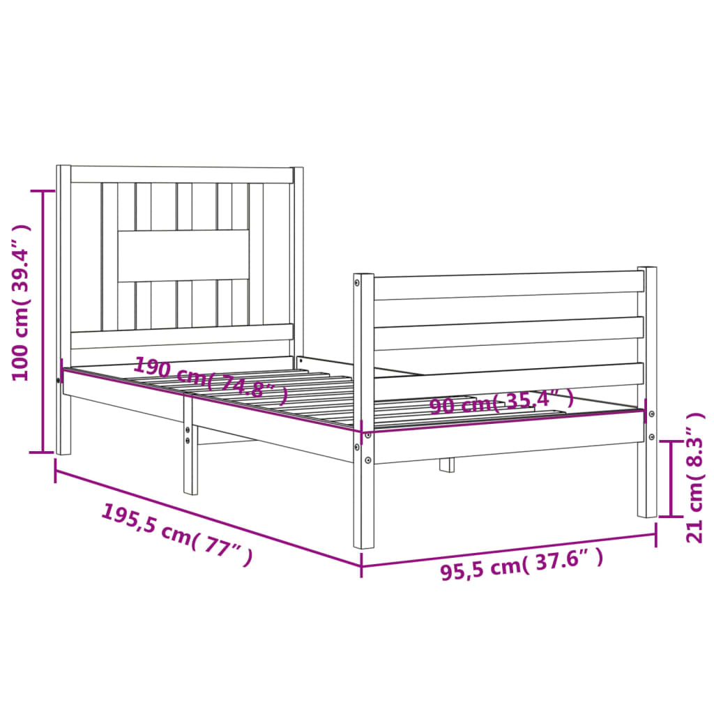 Bed Frame Without Mattress Single Solid Wood