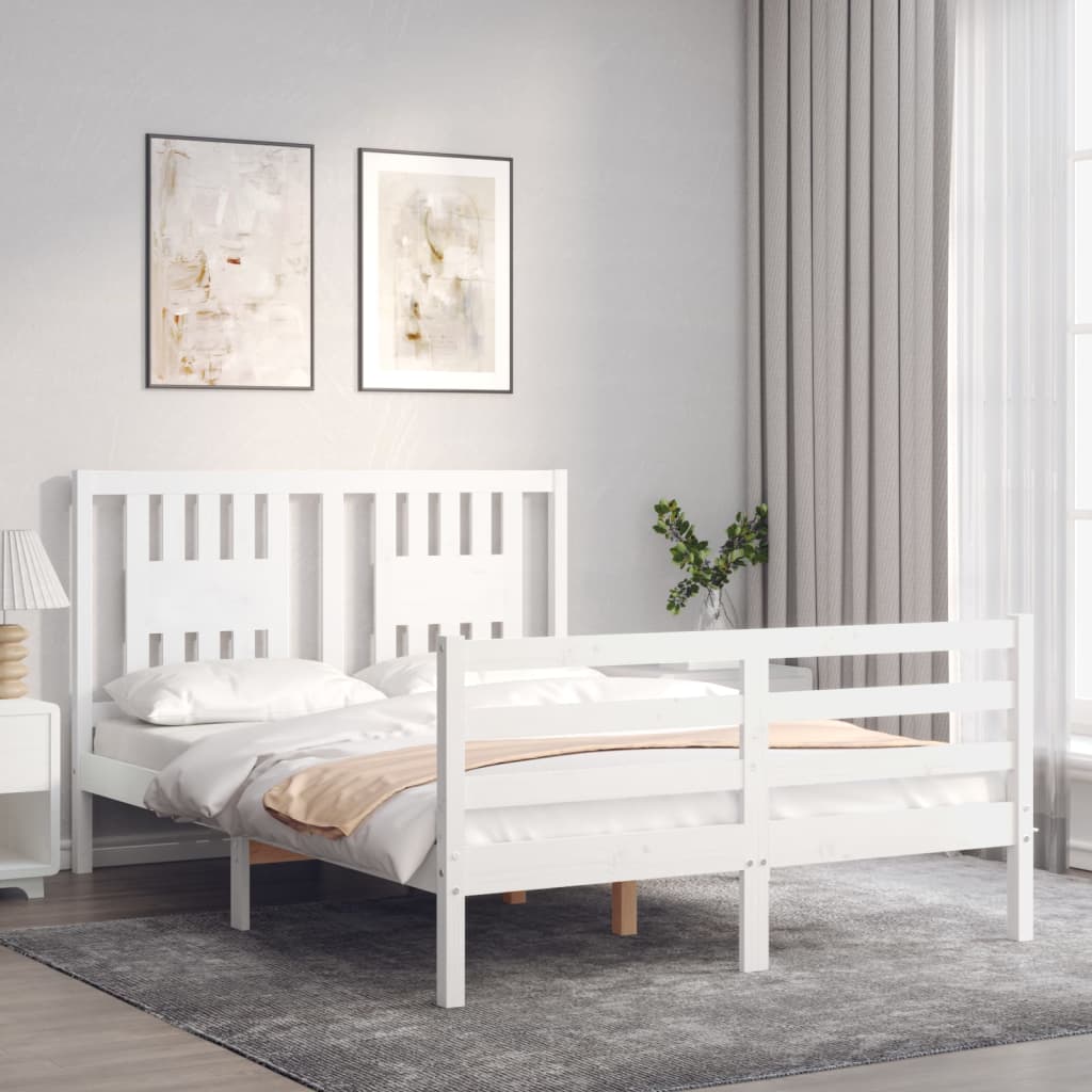 Bed Frame without Mattress White 140x200 cm Solid Wood
