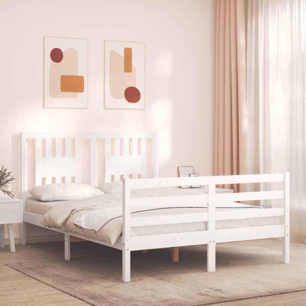 Bed Frame without Mattress White 140x200 cm Solid Wood