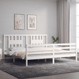 Bed Frame without Mattress White Super King Size Solid Wood