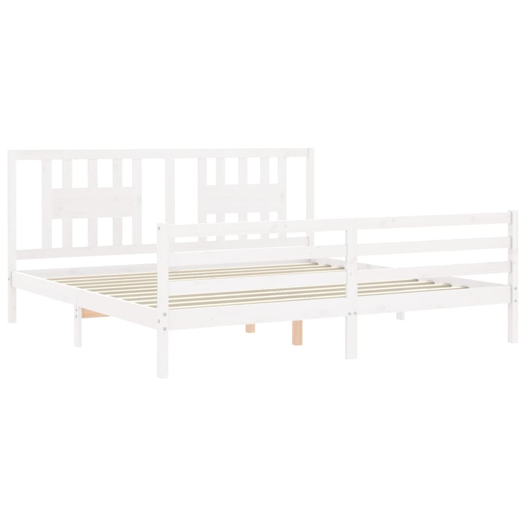 Bed Frame without Mattress White Super King Size Solid Wood
