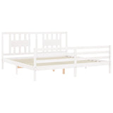 Bed Frame without Mattress White Super King Size Solid Wood