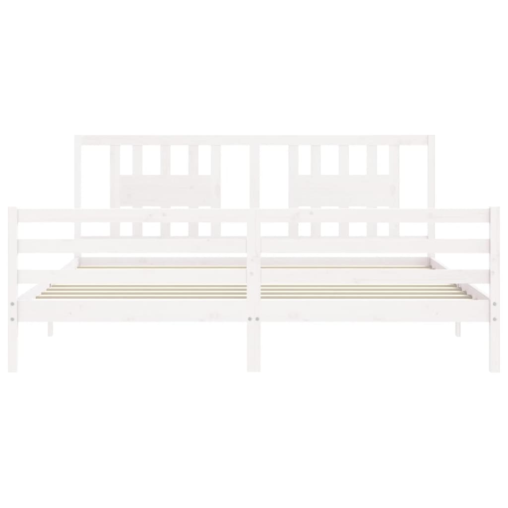 Bed Frame without Mattress White Super King Size Solid Wood