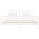 Bed Frame without Mattress White Super King Size Solid Wood