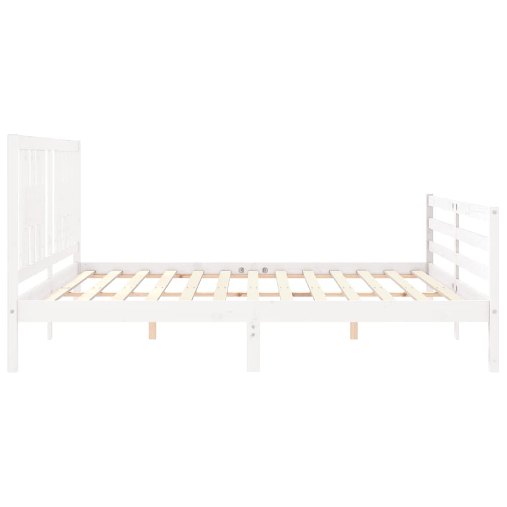 Bed Frame without Mattress White Super King Size Solid Wood