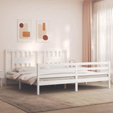 Bed Frame without Mattress White Super King Size Solid Wood