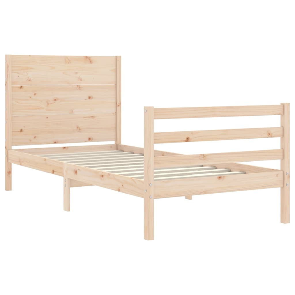 Bed Frame without Mattress Single Solid Wood