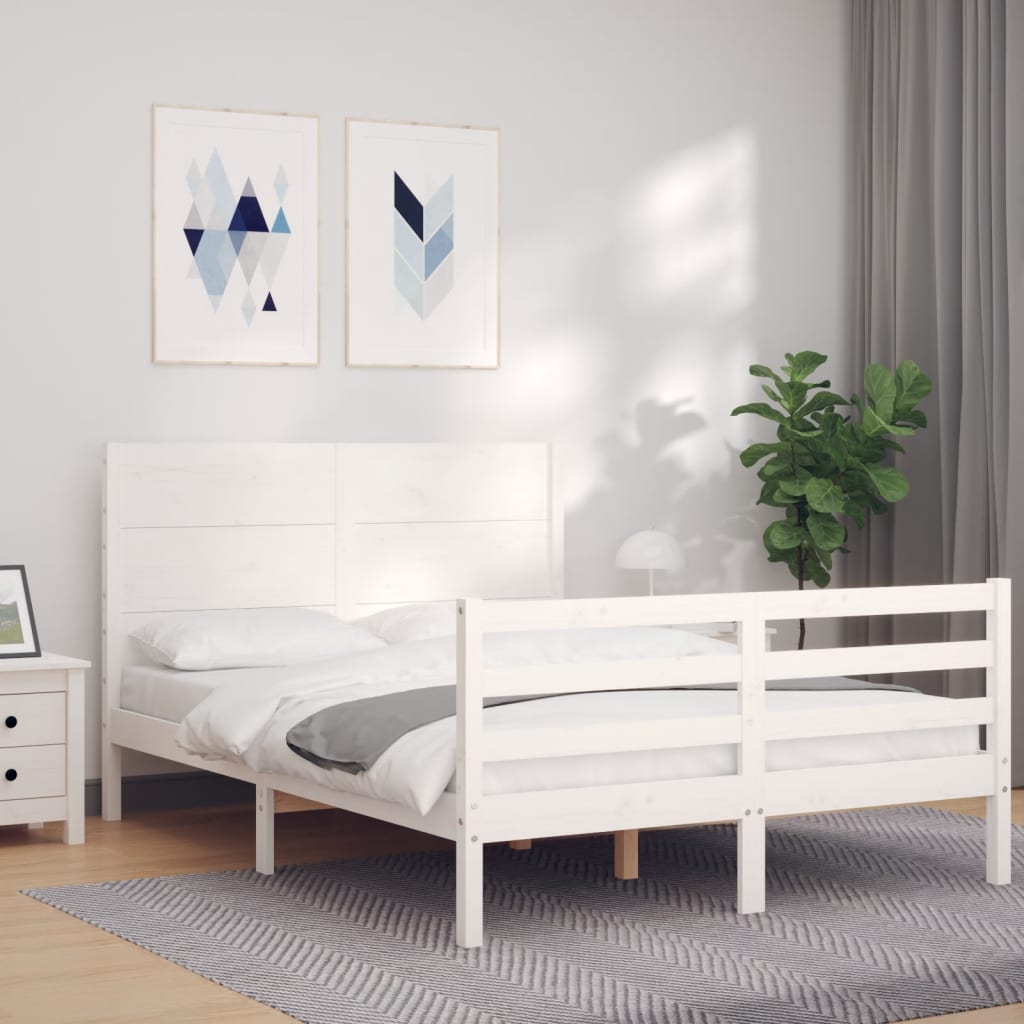 Bed Frame without Mattress White 140x200 cm Solid Wood