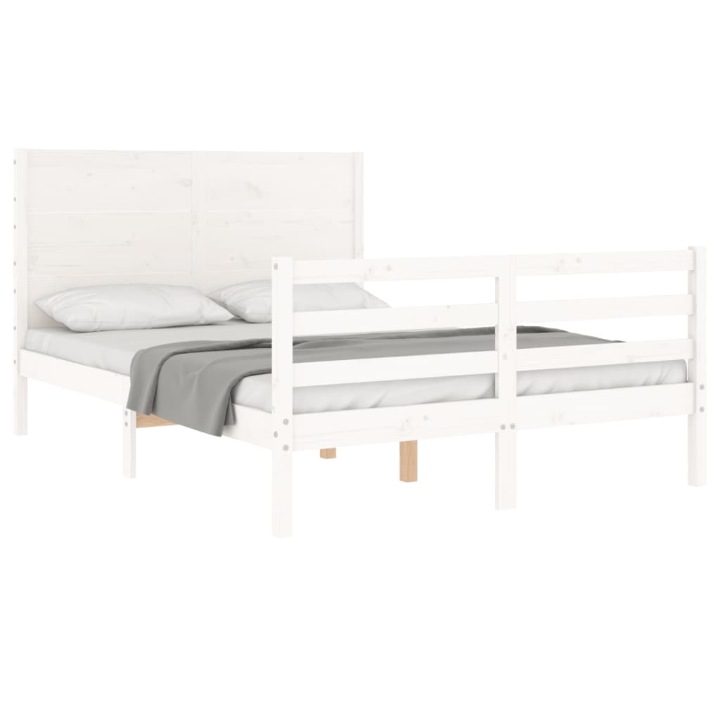 Bed Frame without Mattress White 140x200 cm Solid Wood