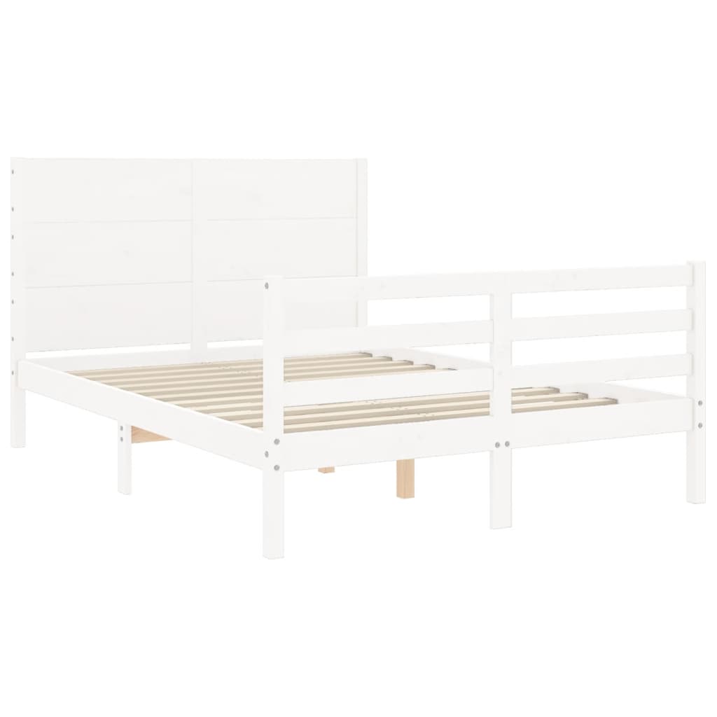 Bed Frame without Mattress White 140x200 cm Solid Wood