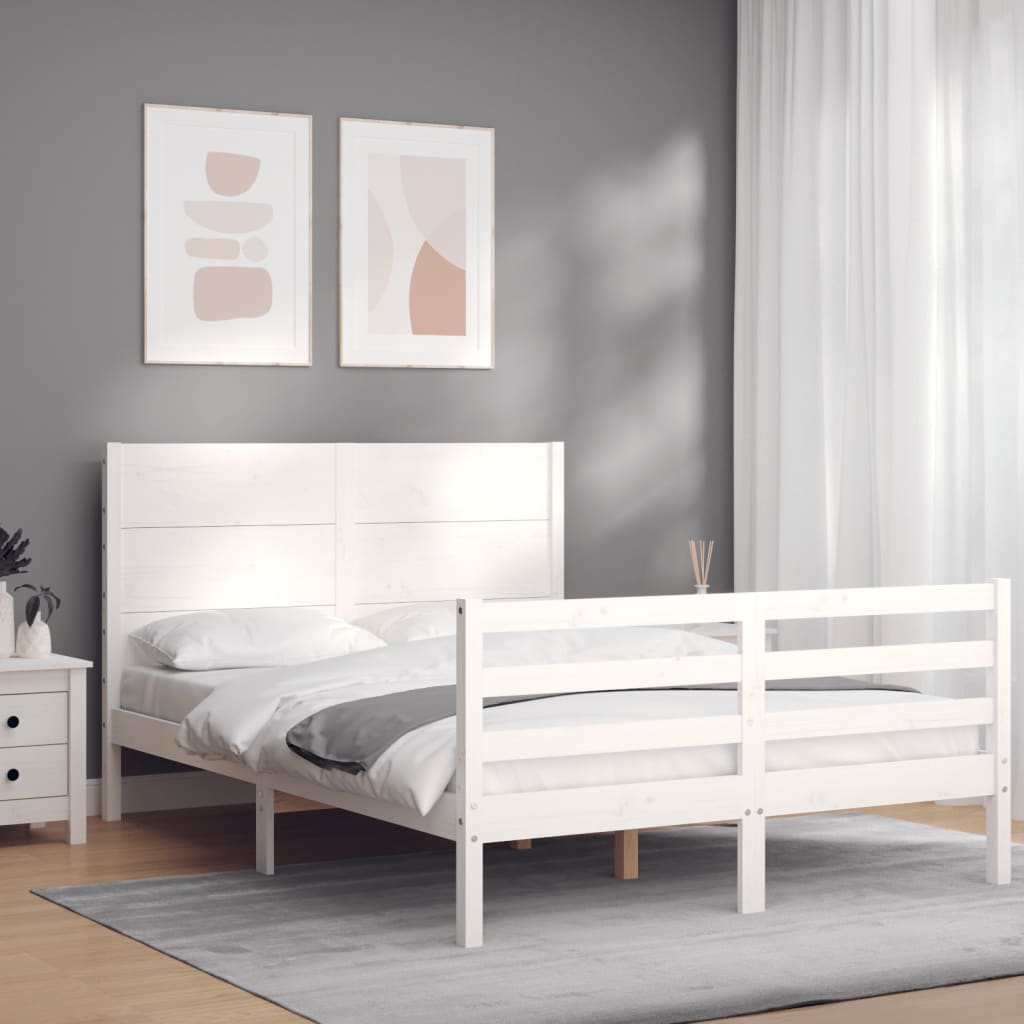 Bed Frame without Mattress White 140x200 cm Solid Wood
