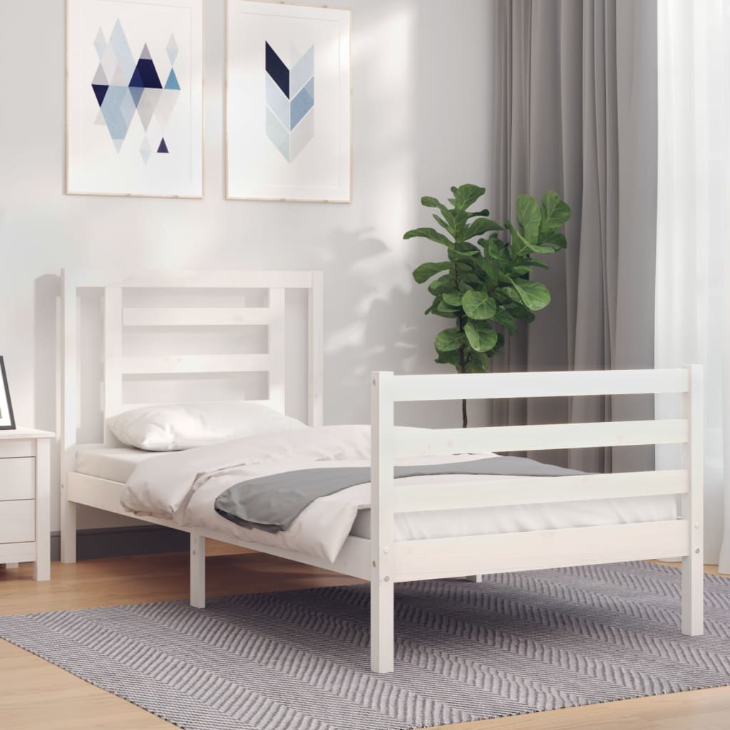 Bed Frame without Mattress White Small Single Solid Wood